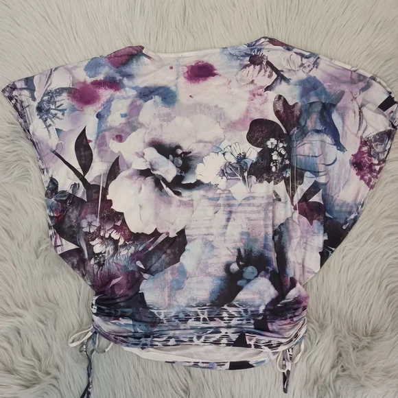 Style & Co. Purple Floral Blouse Top Size Medium Petite - Picture 4 of 9